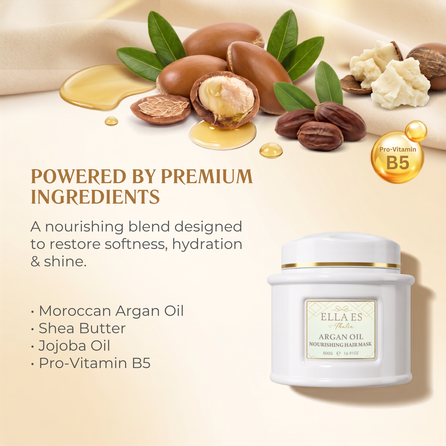 Ella Es Thalia Argan Oil Nourishing Hair Mask | Deep Repair & Hydration | 500g / 16.91 oz